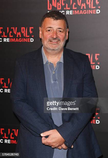 Steven Moffat attends the press night performance of "Derren Brown Presents: Unbelievable" at The Criterion Theatre on September 27, 2023 in London,...