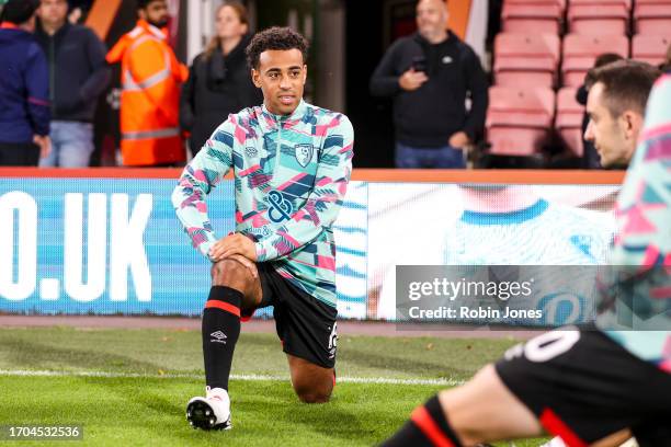 Tyler Adams of Bournemouth during warm-up before the Carabao Cup Third Round match between AFC Bournemouth and Stoke City at Vitality Stadium on...