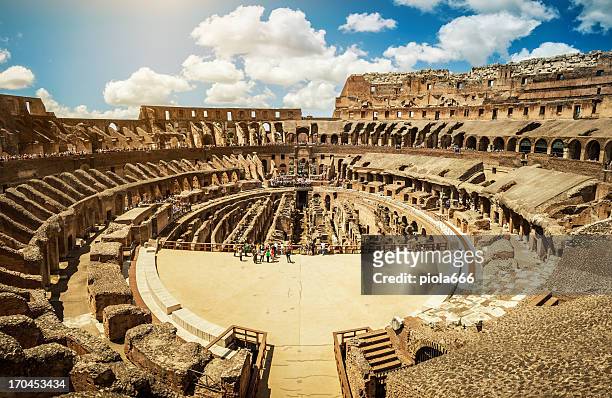 inside the coliseum of rome - inside the roman colosseum stock pictures, royalty-free photos & images