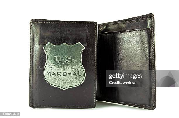 marshal badge in wallet - marshal stock pictures, royalty-free photos & images