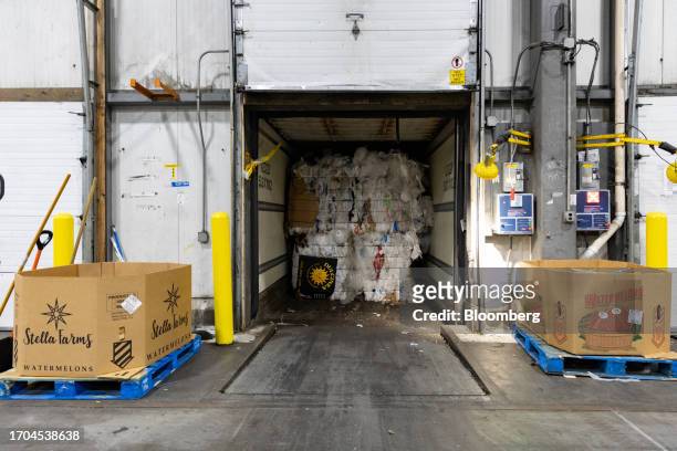 Trailer with bales of plastic at an ACME and Safeway Distribution Center in Denver, Pennsylvania, US, on Tuesday, June 20, 2023. More than 500 brands...