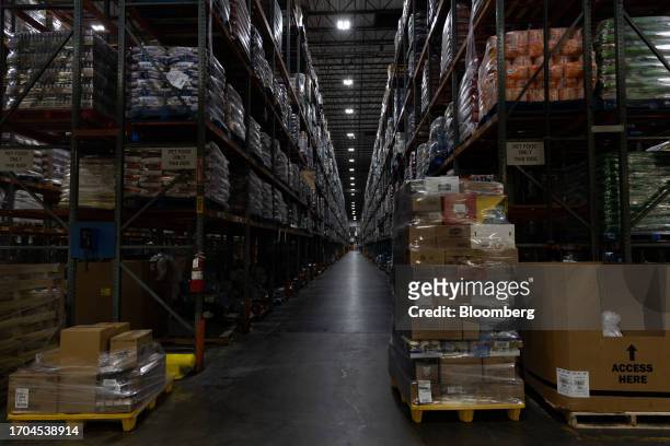 Non-perishable groceries stored at an ACME and Safeway Distribution Center in Denver, Pennsylvania, US, on Tuesday, June 20, 2023. More than 500...