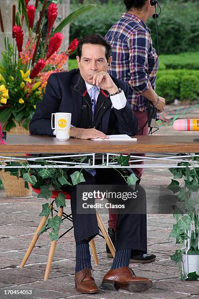 Juan Jose Origel during the transmition of the Hoy Show from the forest of Chapultepec on June 13, 2013 in Mexico City, Mexico.