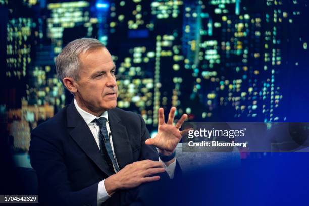 Mark Carney, United Nations special envoy for climate action and finance, during an interview for an episode of "The David Rubenstein Show:...