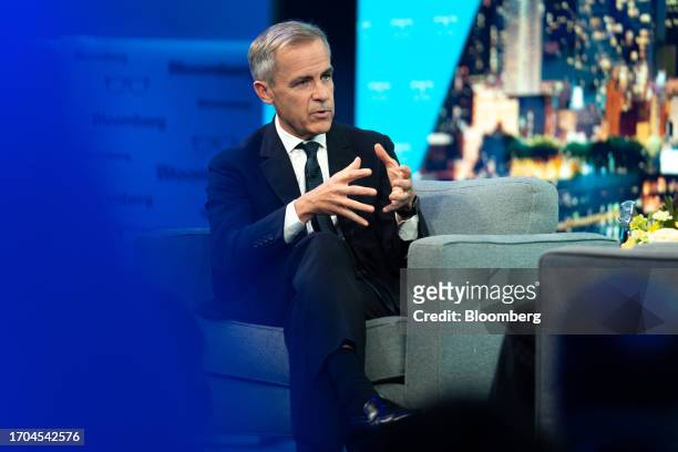 Mark Carney, United Nations special envoy for climate action and finance, during an interview for an episode of "The David Rubenstein Show:...