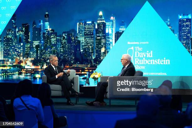 Mark Carney, United Nations special envoy for climate action and finance, during an interview with David Rubenstein, co-founder of The Carlyle Group,...