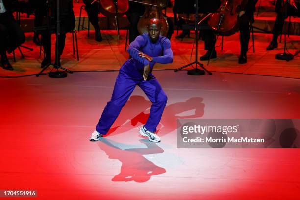 Dancer Franklyn -Slunch- Kakyire of the Hiphop Academy Hamburg performs during a ceremony in Hamburg's Elbphilharmonie opera house as part of the...