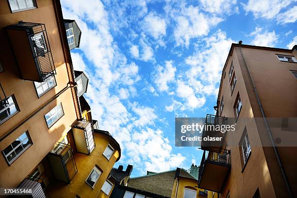 residential apartment buildings - sweden house stock pictures, royalty-free photos & images