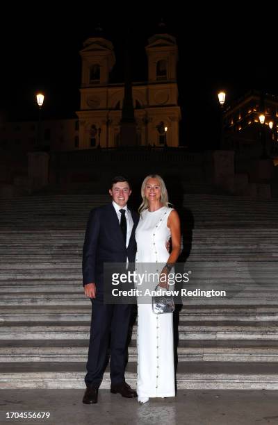 Matt Fitzpatrick of Team Europe and fiance Katherine Gaal pose for a photo at the Spanish Steps prior to the 2023 Ryder Cup at Marco Simone Golf Club...