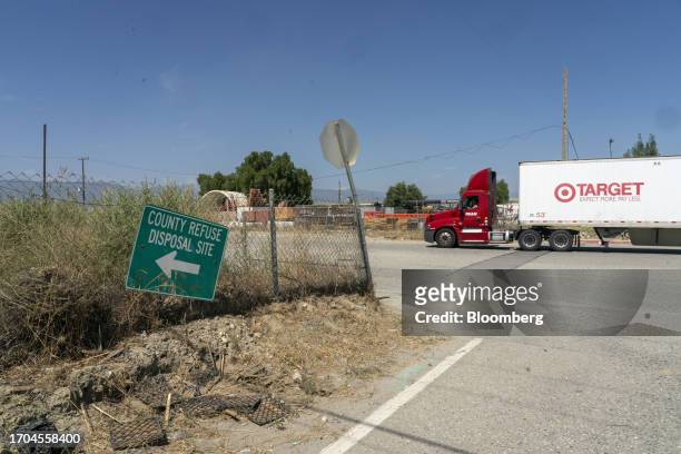 Target delivery truck passes the County Refuse Disposal Site in Rialto, California, US, on Tuesday, June 20, 2023. More than 500 brands sold in the...