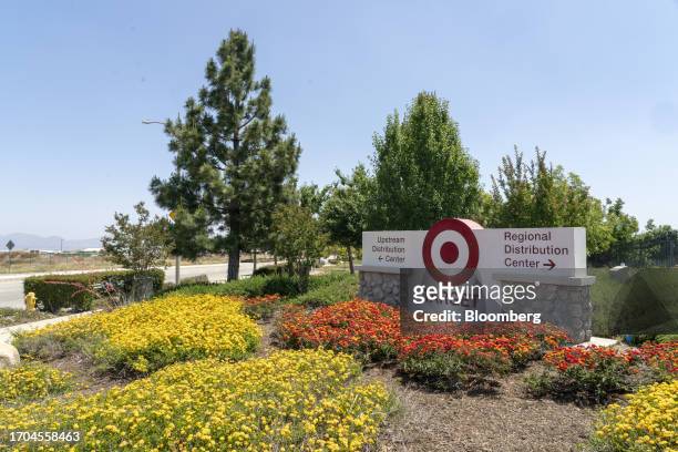Signage outside a Target Distribution Center in Rialto, California, US, on Tuesday, June 20, 2023. More than 500 brands sold in the US and Canada...