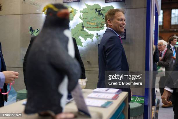 Grant Shapps, UK defence secretary, on the day three of the UK Conservative Party Conference in Manchester, UK, on Tuesday, Oct. 3, 2023. Prime...