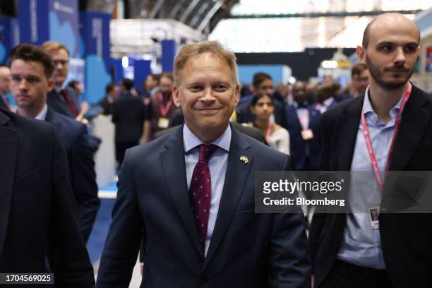 Grant Shapps, UK defence secretary, on the day three of the UK Conservative Party Conference in Manchester, UK, on Tuesday, Oct. 3, 2023. Prime...