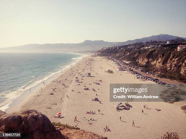 zuma beach at sunset malibu, ca - zuma stock pictures, royalty-free photos & images