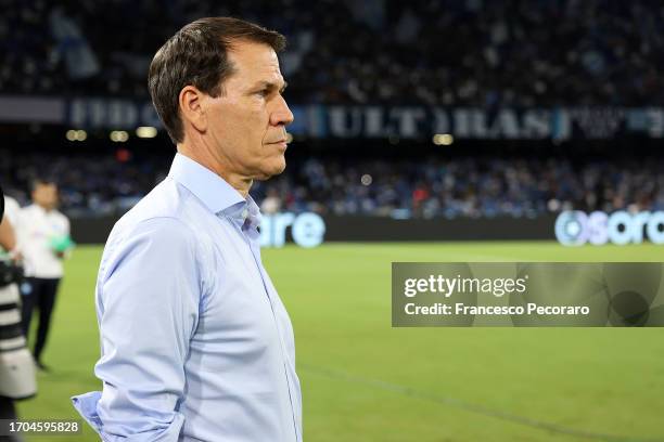 Rudi Garcia SSC Napoli head coach looks on before the Serie A TIM match between SSC Napoli and Udinese Calcio at Stadio Diego Armando Maradona on...