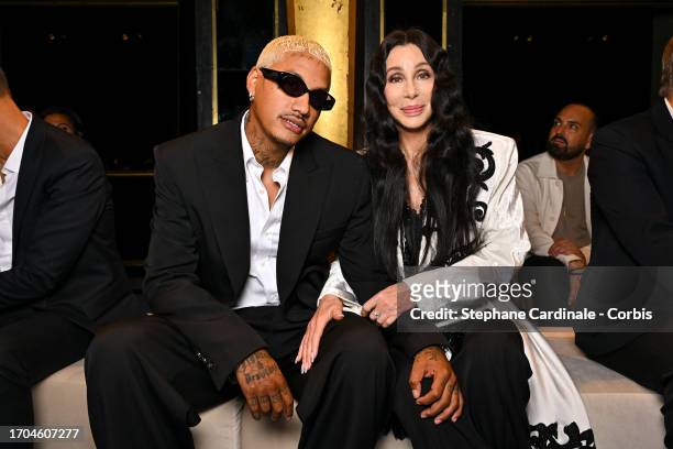 Alexander Edwards and singer Cher attend the Balmain Womenswear Spring/Summer 2024 show as part of Paris Fashion Week on September 27, 2023 in Paris,...