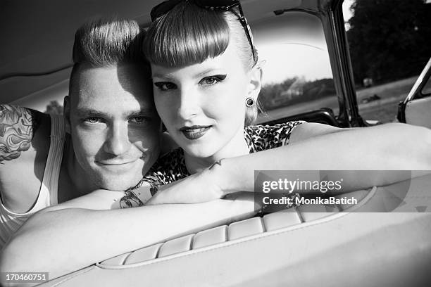 vintage couple - rockabilly pin up girls stock pictures, royalty-free photos & images