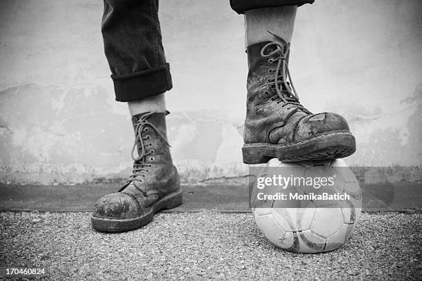 hooligan - football boots stock-fotos und bilder
