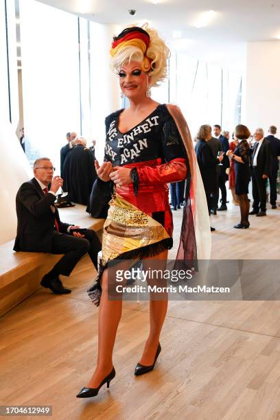 Drag-Queen Olivia Jones poses for a photo prior to a ceremony in Hamburgs Elbphilharmonie opera house as part of the celebrations on German Unity Day...