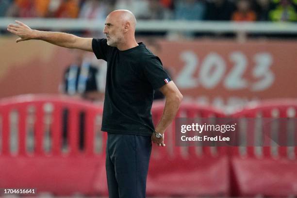 Head coach Kevin Muscat of Yokohama FMarinos reacts during the AFC Champions League Group G match between Shandong Taishan and Yokohama F.Marinos at...