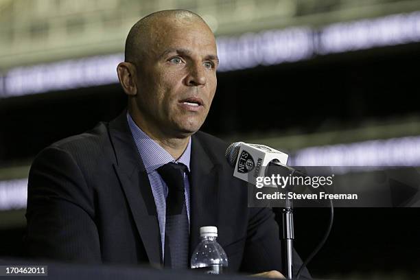 June 13: The Brooklyn Nets introduce Jason Kidd as their new Head Coach at a press conference at the Barclay Center in Brooklyn, New York June 13,...