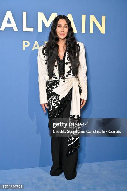 Singer Cher attends the Balmain Womenswear Spring/Summer 2024 show as part of Paris Fashion Week on September 27, 2023 in Paris, France.