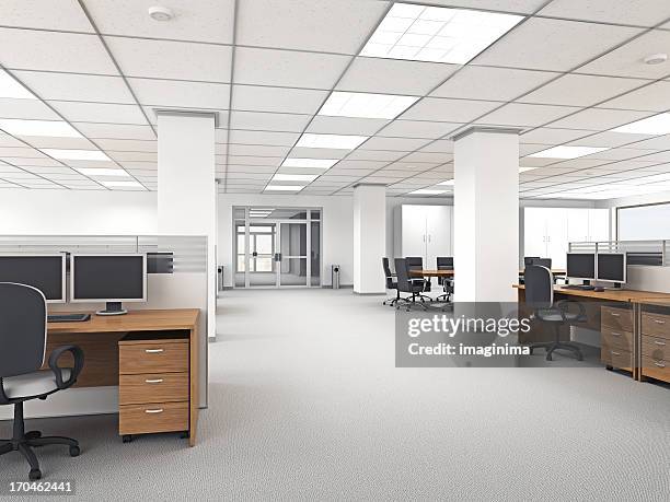 interior de escritório moderno - cubicles imagens e fotografias de stock