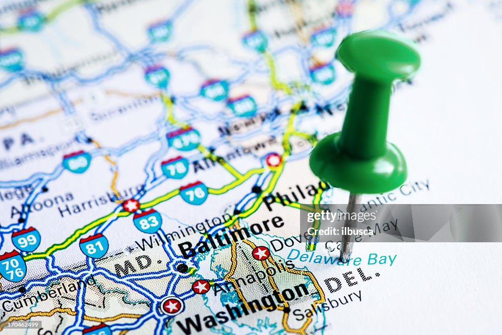 USA states on map: Delaware