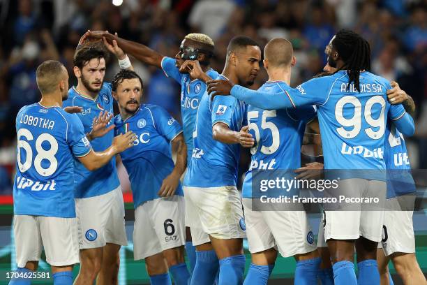 Piotr Zielinski of SSC Napoli celebrates after scoring the 1-0 goal during the Serie A TIM match between SSC Napoli and Udinese Calcio at Stadio...