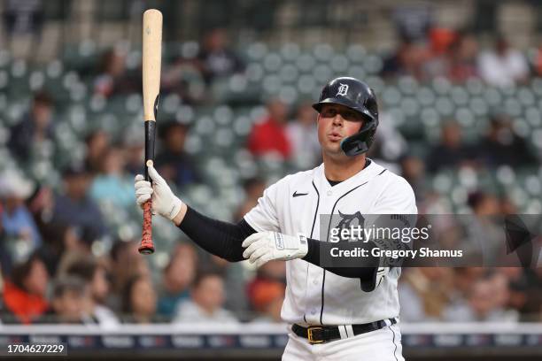 Spencer Torkelson of the Detroit Tigers plays against the Kansas City Royals at Comerica Park on September 26, 2023 in Detroit, Michigan.