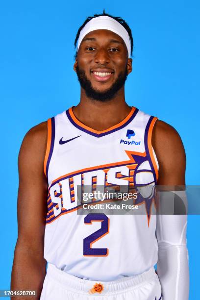 Josh Okogie of the Phoenix Suns poses for a headshot during the Phoenix Suns Media Day on October 2, 2023 at the Footprint Center in Phoenix,...