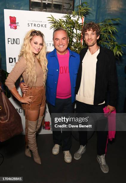 Kimberly Wyatt, Nick Ede and Max Rogers attend the launch of the FUND x Style For Stroke Foundation's 'Jumpers For Joy!' Collection at The Little...