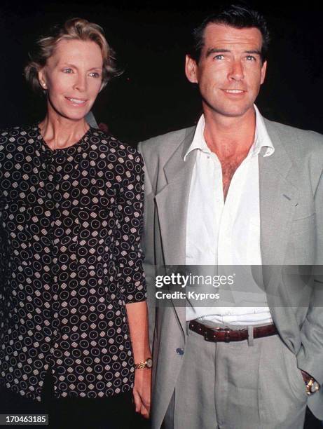 Pierce Brosnan with his wife, actress Cassandra Harris , circa 1990.