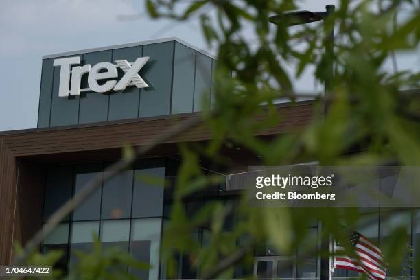 Signage outside the Trex headquarters in Winchester, Virginia, US, on Wednesday, June 7, 2023. Trex Co. Turns plastic from drop-off programs, along...