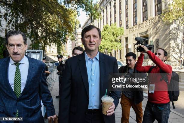 Alex Mashinsky, former chief executive officer of Celsius Network Ltd., center, arrives at court in New York, US, on Tuesday, Oct. 3, 2023. Mashinsky...
