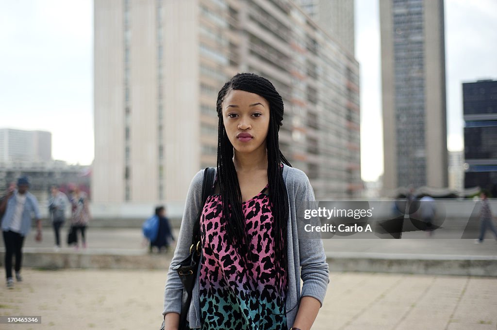 Young woman in urban setting