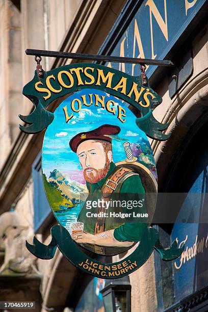 scotsman's lounge pub sign - pub sign stock pictures, royalty-free photos & images