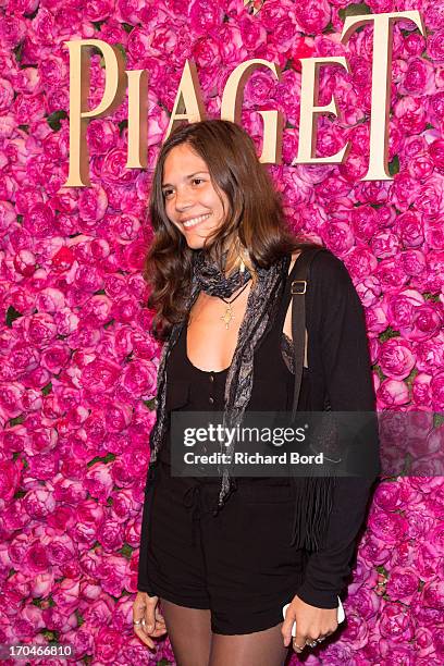 French singer Vanille Clerc poses during the Piaget Rose Day Private Event in Orangerie Ephemere at Jardin des Tuileries on June 13, 2013 in Paris,...