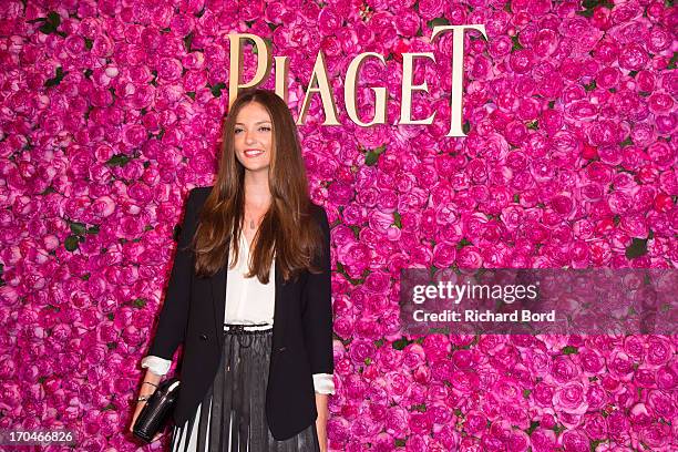 Annabelle Belmondo poses during the Piaget Rose Day Private Event in Orangerie Ephemere at Jardin des Tuileries on June 13, 2013 in Paris, France.
