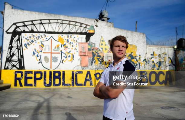 England player Joe Launchbury pictured in the Caminito area of La Boca on June 13, 2013 in Buenos Aires, Argentina.