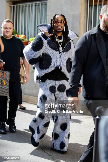 Quavo is seen outside Marni during the Womenswear Spring/Summer 2024 as part of Paris Fashion Week on September 27, 2023 in Paris, France.