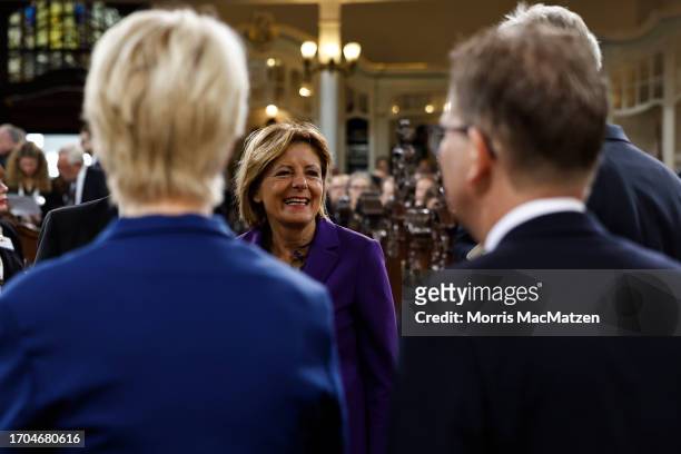 Rhineland-Palatinate State Premier Malu Dreyer attends a religious service at St. Michaelis church prior to celebrations on German Unity Day on...