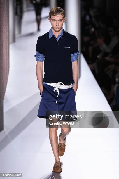 Troye Sivan on the runway at Miu Miu Ready To Wear Spring 2024 held at Palais d'Iéna on October 3, 2023 in Paris, France.