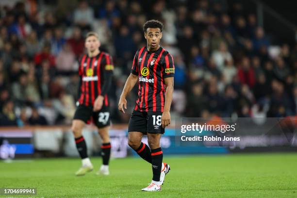 Tyler Adams of Bournemouth makes his debut during the Carabao Cup Third Round match between AFC Bournemouth and Stoke City at Vitality Stadium on...