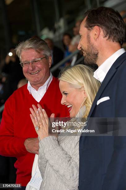Mayor of Oslo Fabian Stang, Princess Mette Marit of Norway and and Prince Haakon Magnus of Norway attend the ExxonMobil Bislett Games Samsung Diamond...