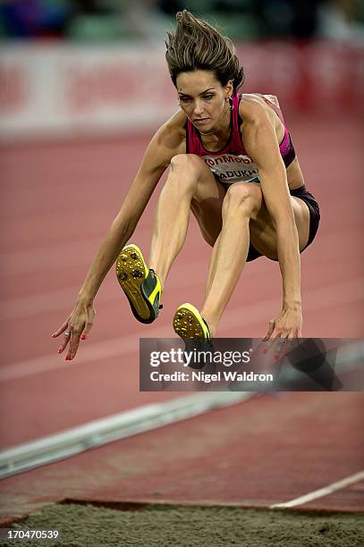 Olha Saladukha of Ukraine in action in the women,s triple jump during the ExxonMobil Bislett Games Samsung Diamond League at the Bislett Stadion in...