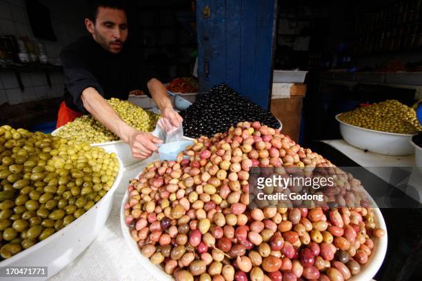 Olive seller, Morocco.
