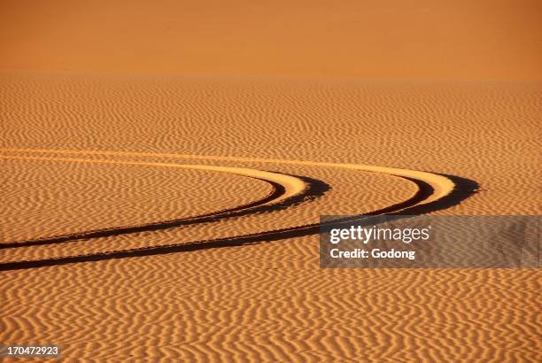 Vehicle tracks in the desert sand, Lybia.