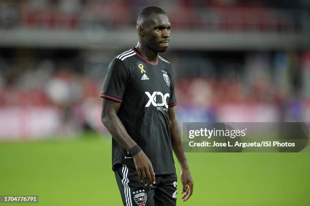 Christian Benteke of D.C. United watching the play develop during a game between Chicago Fire FC and D.C. United at Audi Field on September 2, 2023...