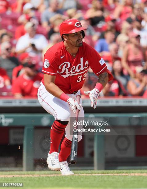 Christian Encarnacion-Strand of the Cincinnati Reds against Arizona Diamondbacks at Great American Ball Park on July 21, 2023 in Cincinnati, Ohio.